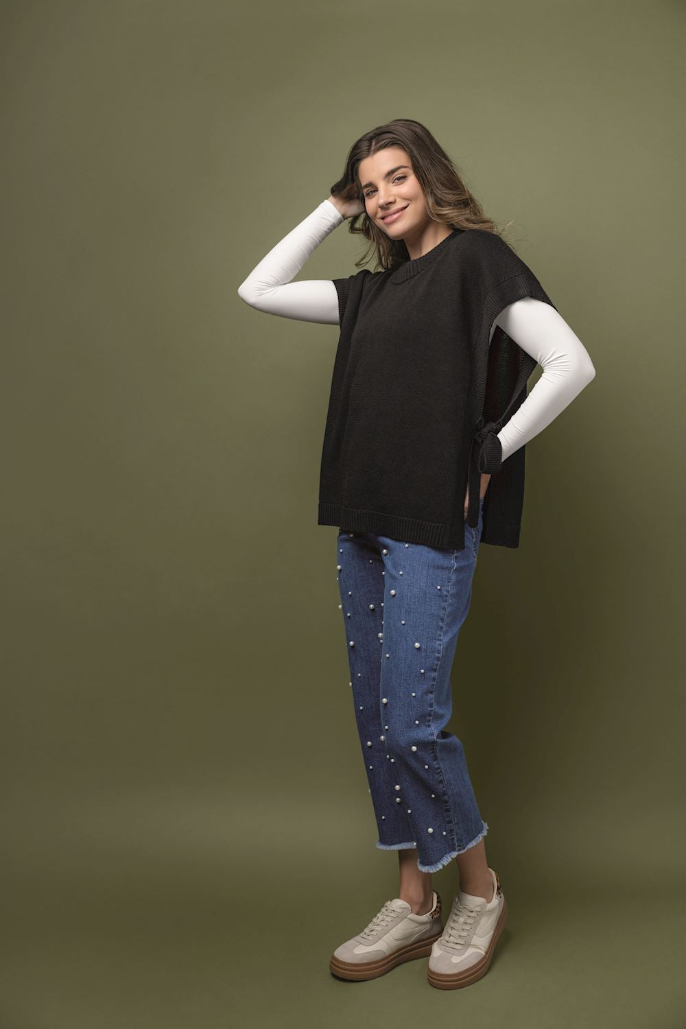 MUD PIE TYE SWEATER VEST-BK