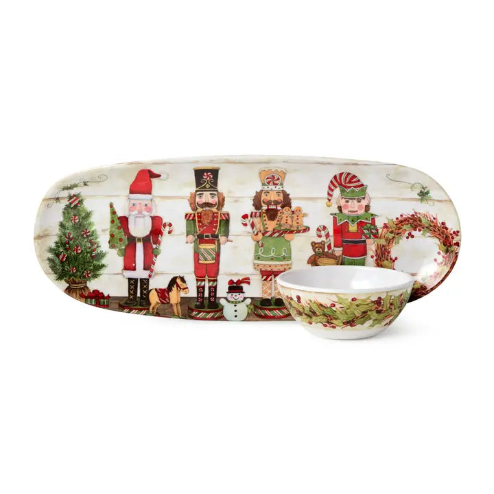 Certified International Nutcracker Parade Melamine Tray and Bowl Gift