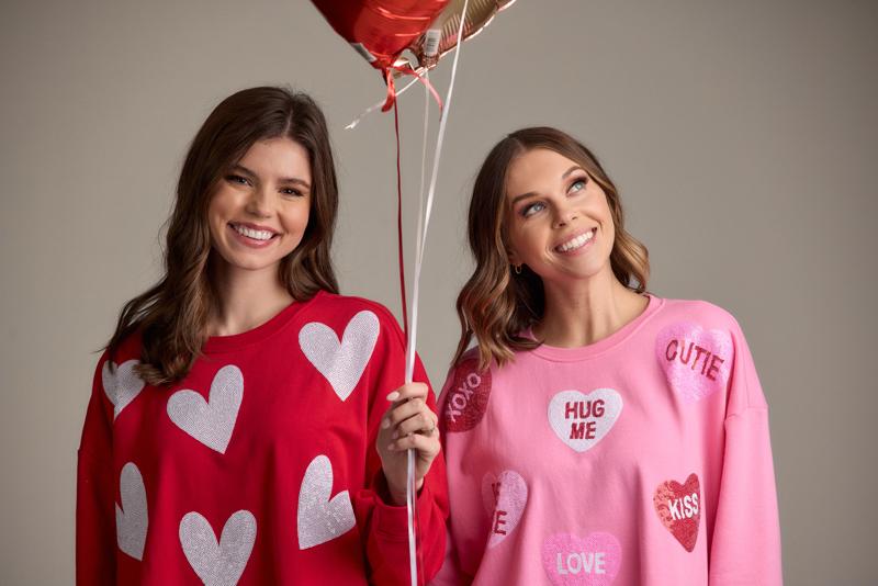 MUD PIE VALENTINE SPARKLE SWEATSHIRT-RED