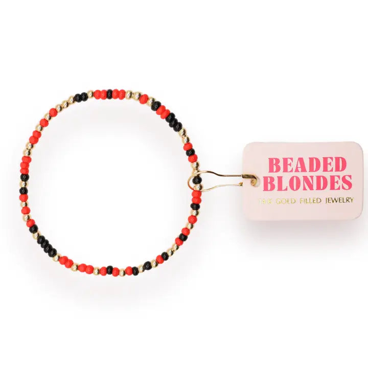 Beaded Blondes Bright Red and Black Sprinkle Bracelet