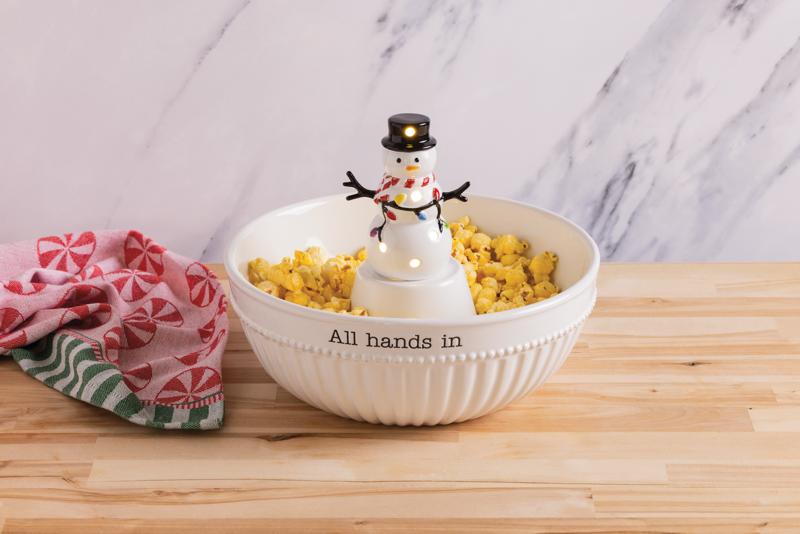 MUD PIE SNOWMAN LIGHT-UP SITTER