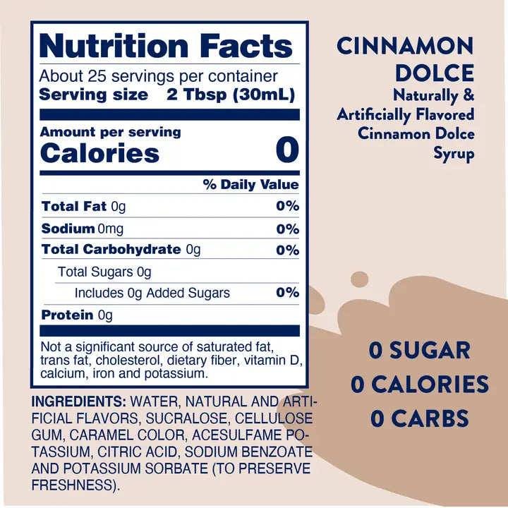 Jordan's Skinny Mixes Sugar Free Cinnamon Dolce Syrup