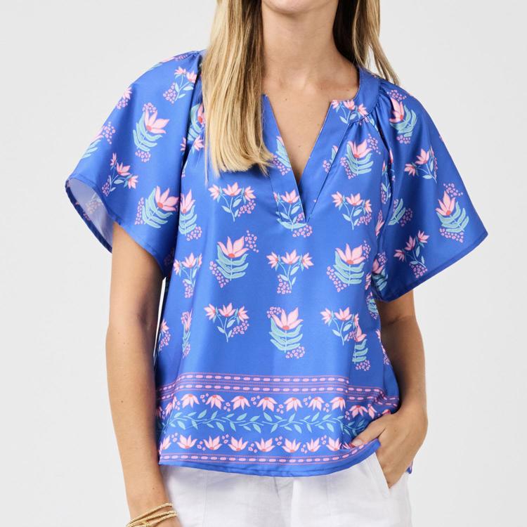 MARY SQUARE Top Lori Petal Keepsake Blue