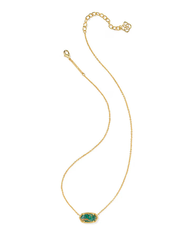 KENDRA SCOTT ELISA PENDANT NECKLACE GOLD BRONZE VEINED GREEN MALACHITE