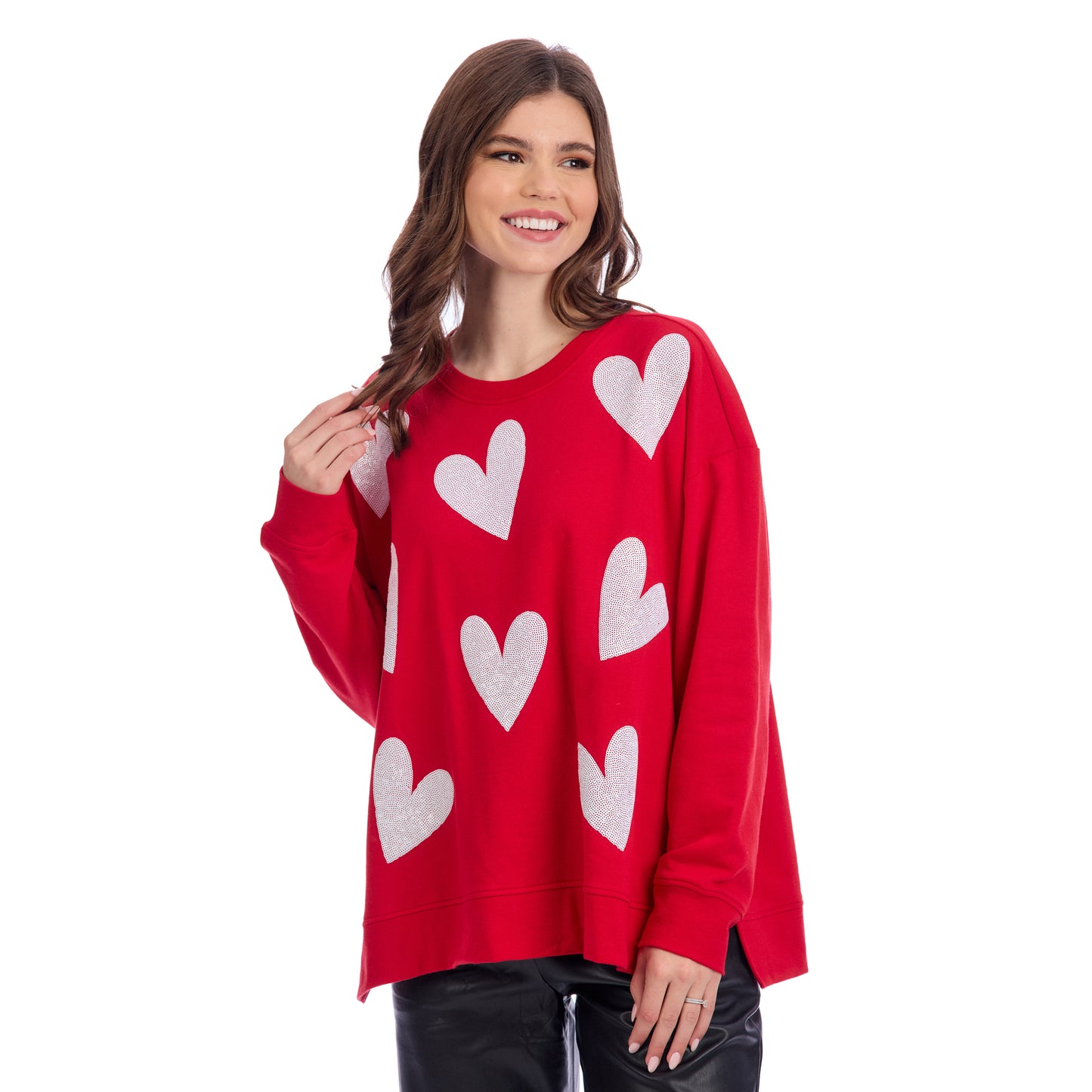 MUD PIE VALENTINE SPARKLE SWEATSHIRT-RED