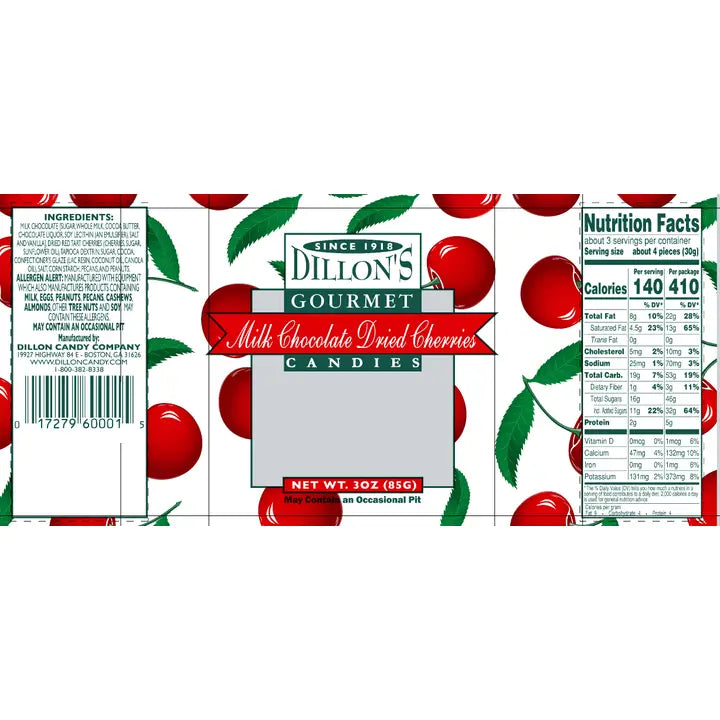 Dillon Candy Company Chocolate Milk, Cherry, 3 oz Snack Tray