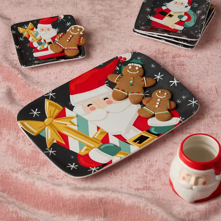 Certified International Christmas Whimsy Santa Rectangular Platter 14in X 10in