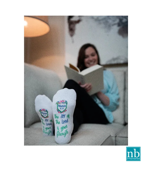Standing on the Word Socks Flowers with verse: Psalms 139:14 Fearfully & wonderfully made
