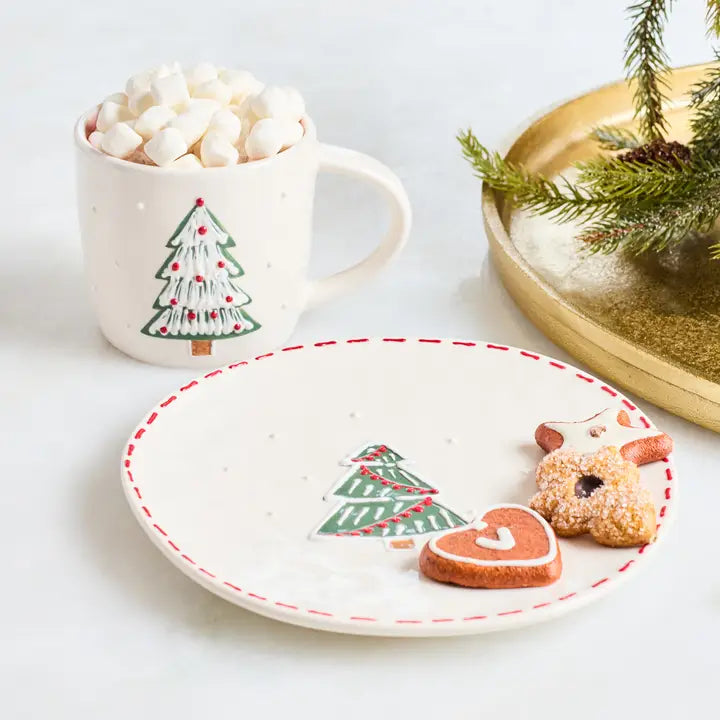 Mary Square Sculpted Plate | Winter Whimsy Tree
