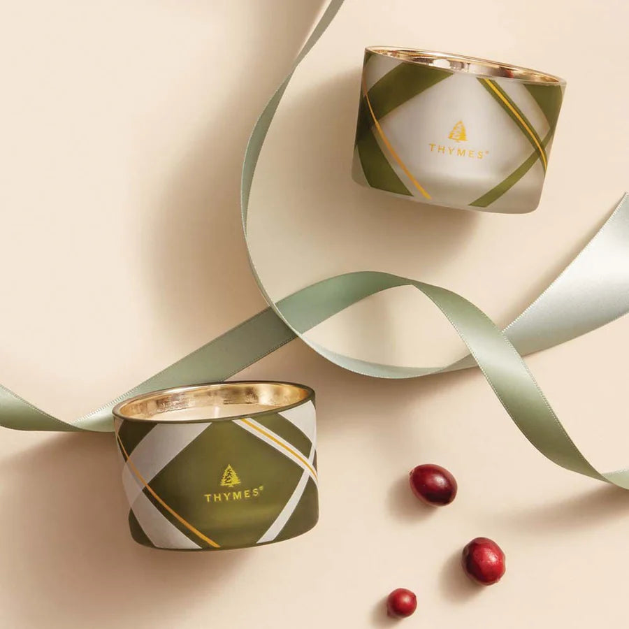 Thymes Frasier Fir Frosted Plaid Candle Set