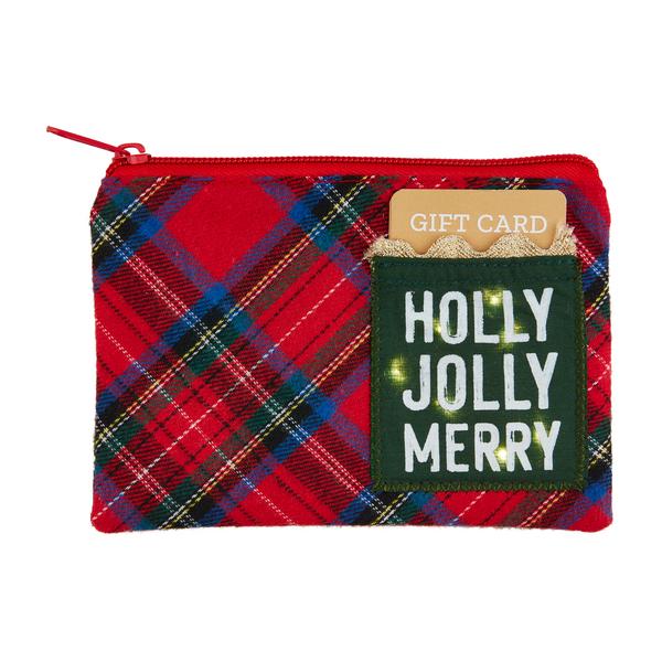MUD PIE TARTAN CHRISTMAS LIGHT-UP POUCH