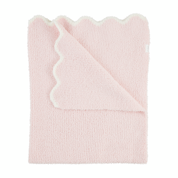 MUD PIE PINK SCALLOP CHENILLE BLANKET