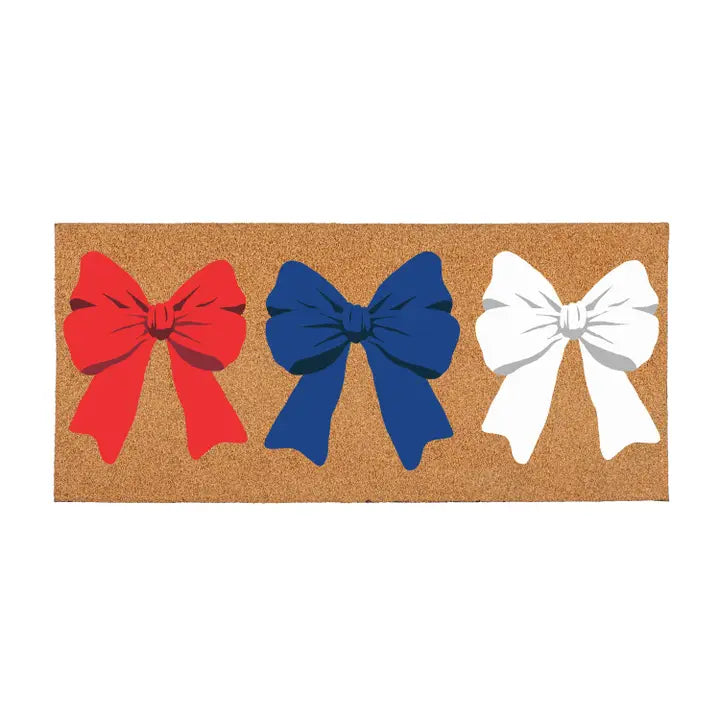 Evergreen Enterprises American Classic Red White & Bows Flocked Coir Sassafras Switch Mat