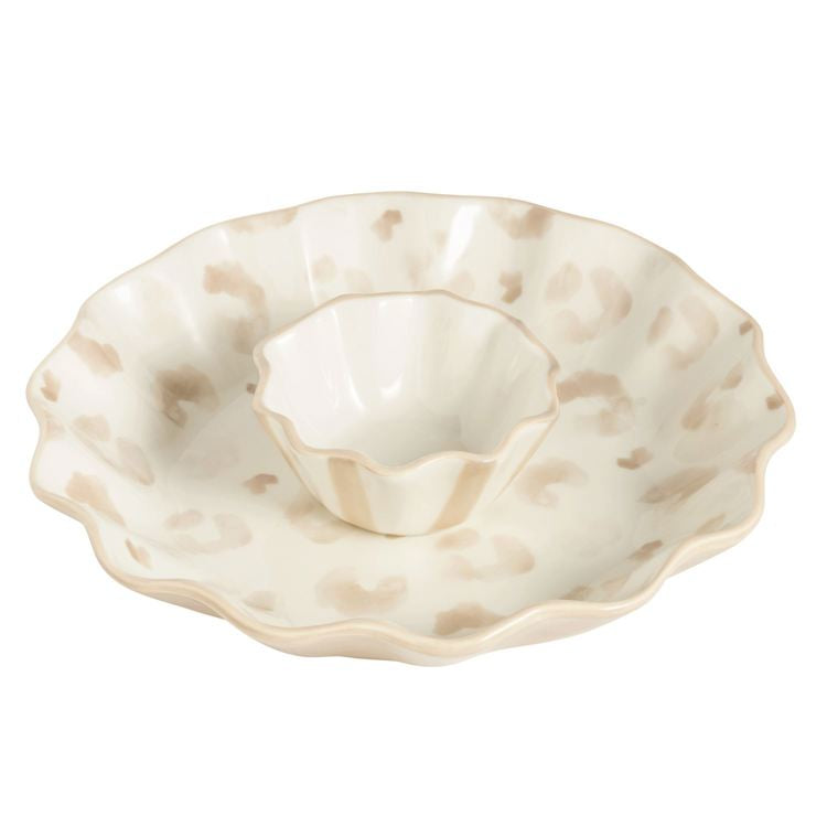 MUD PIE Leopard Chip & Dip Set