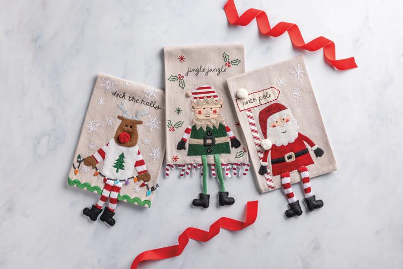 MUD PIE SANTA DANGLE LEG TOWEL