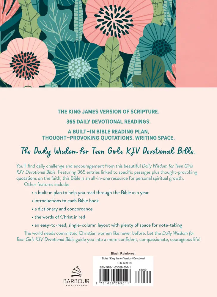 Daily Wisdom For Teen Girls KJV Devotional Bible [Blush Rain