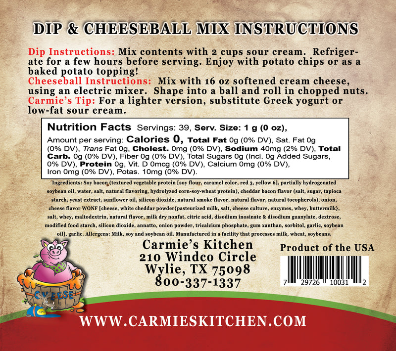 CHEDDAR BACON DIP MIX-CARMIE'S KITCHEN