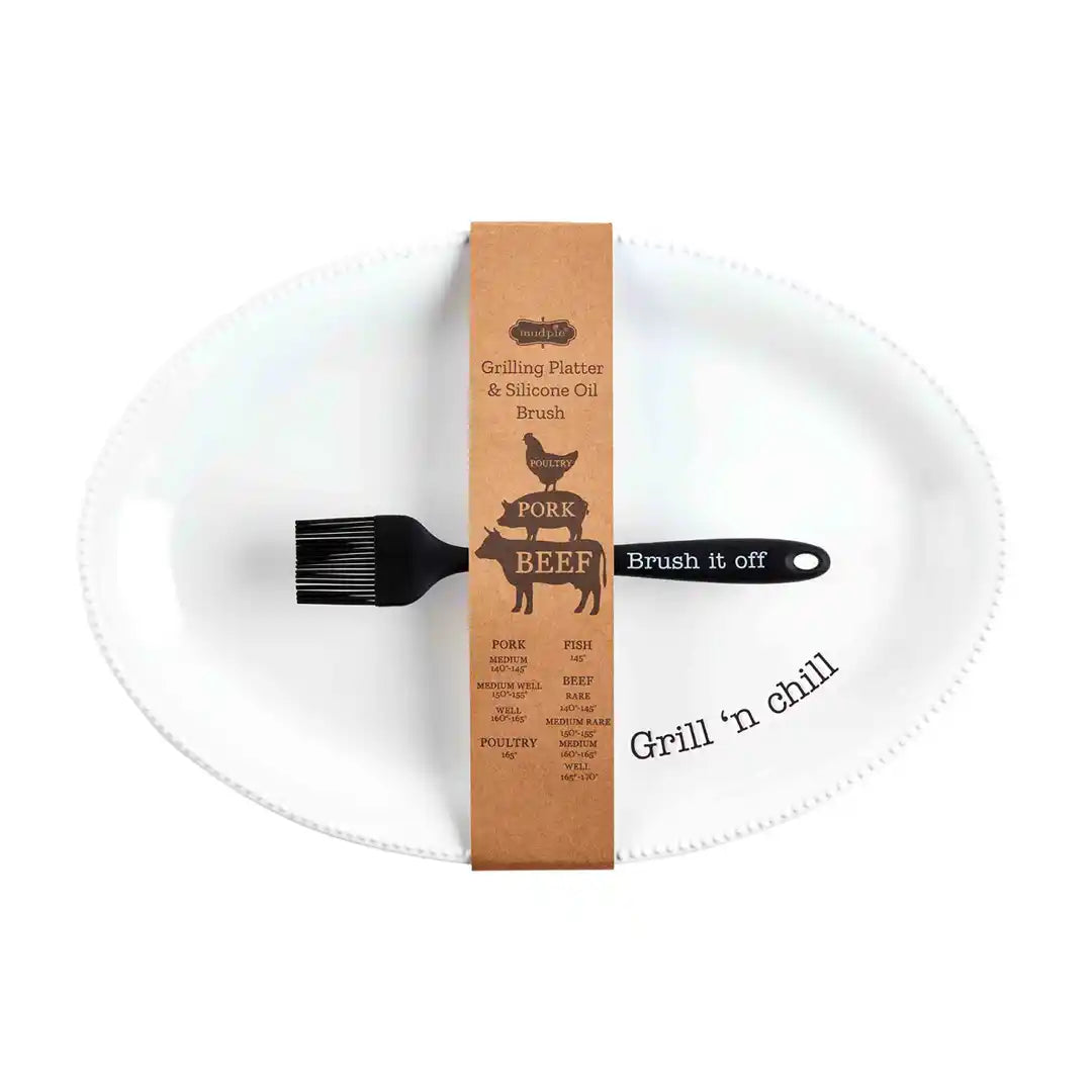 MUD PIE GRILL PLATTER AND BRUSH SET