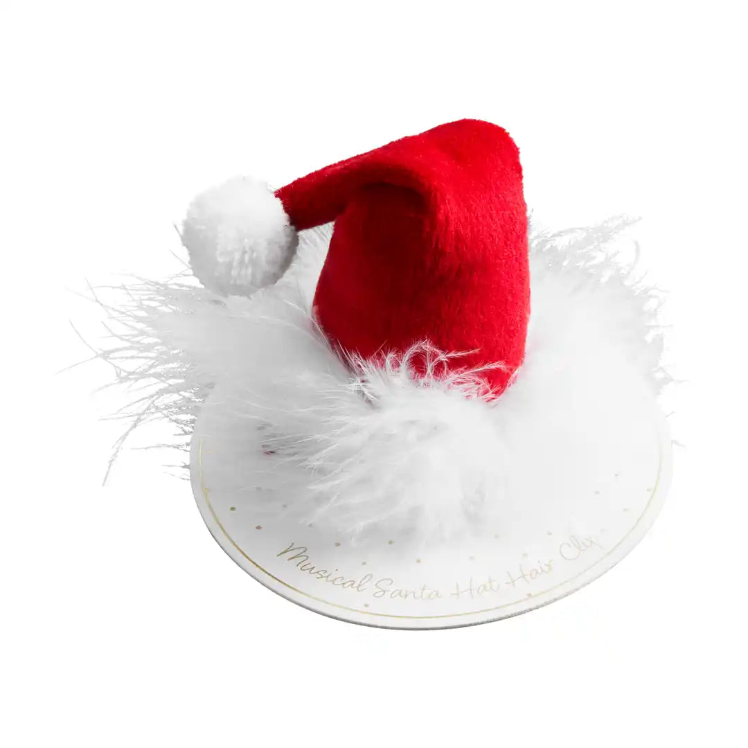 MUD PIE MUSICAL VELVET SANTA HAT CLIP