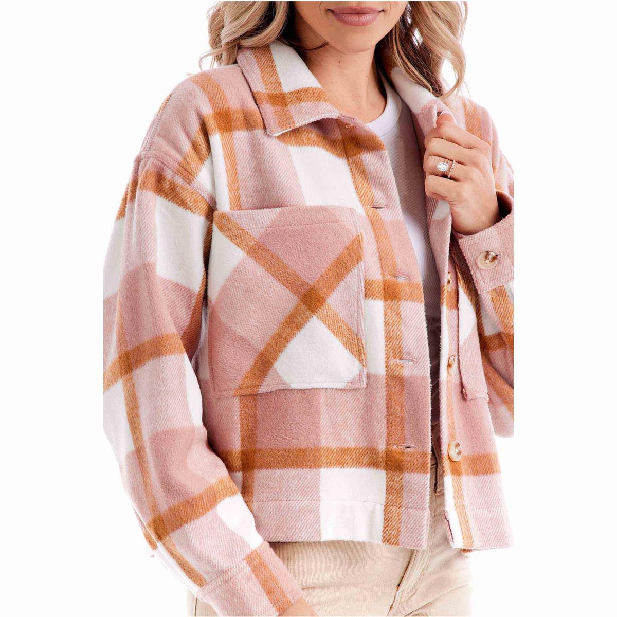 MUD PIE BLUSH MAVERICK PLAID JACKET