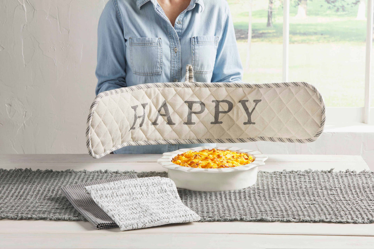 Mudpie Happy Double Oven Mitt Set