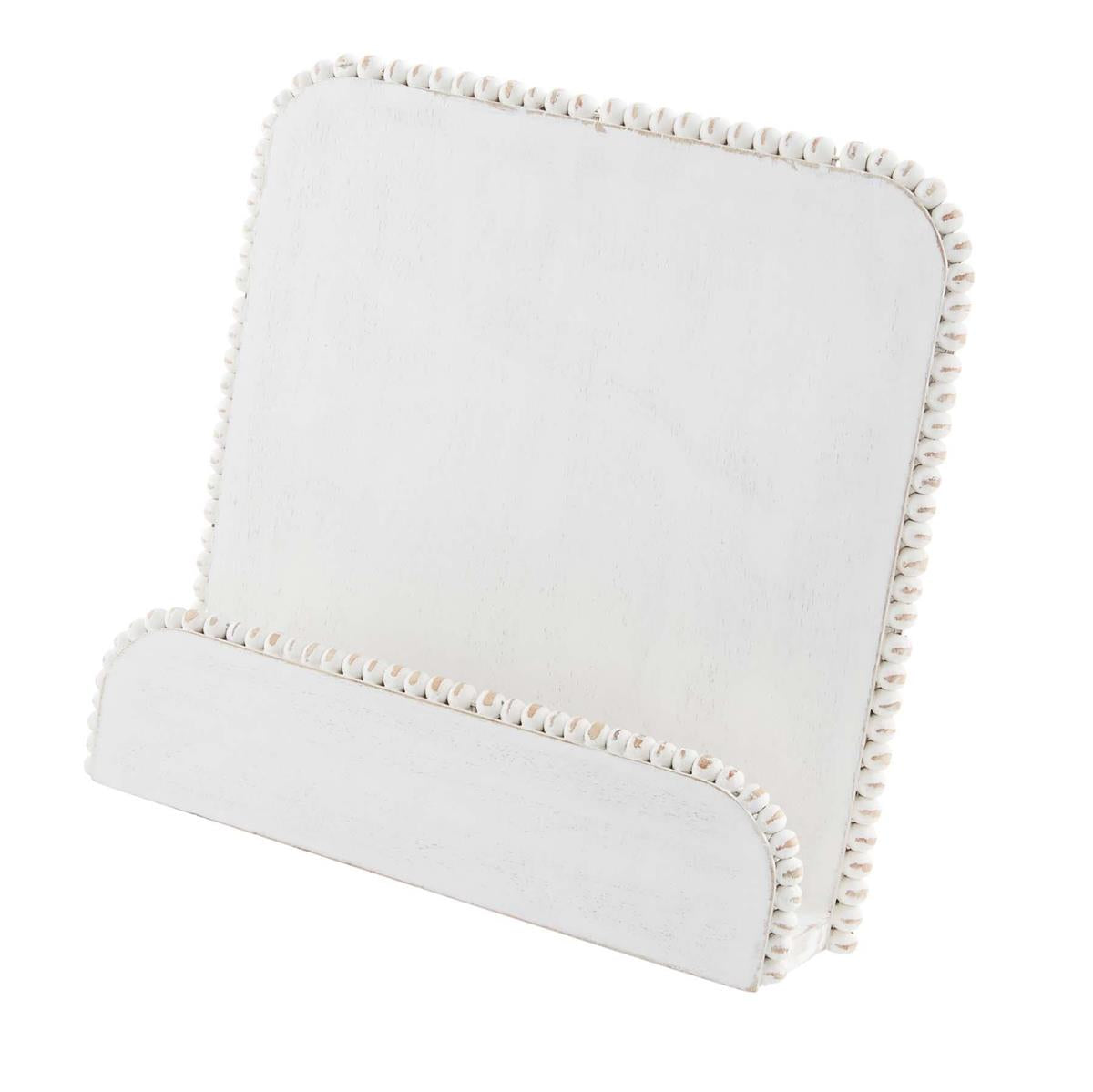 Mud Pie White Beaded Cookbook Holder