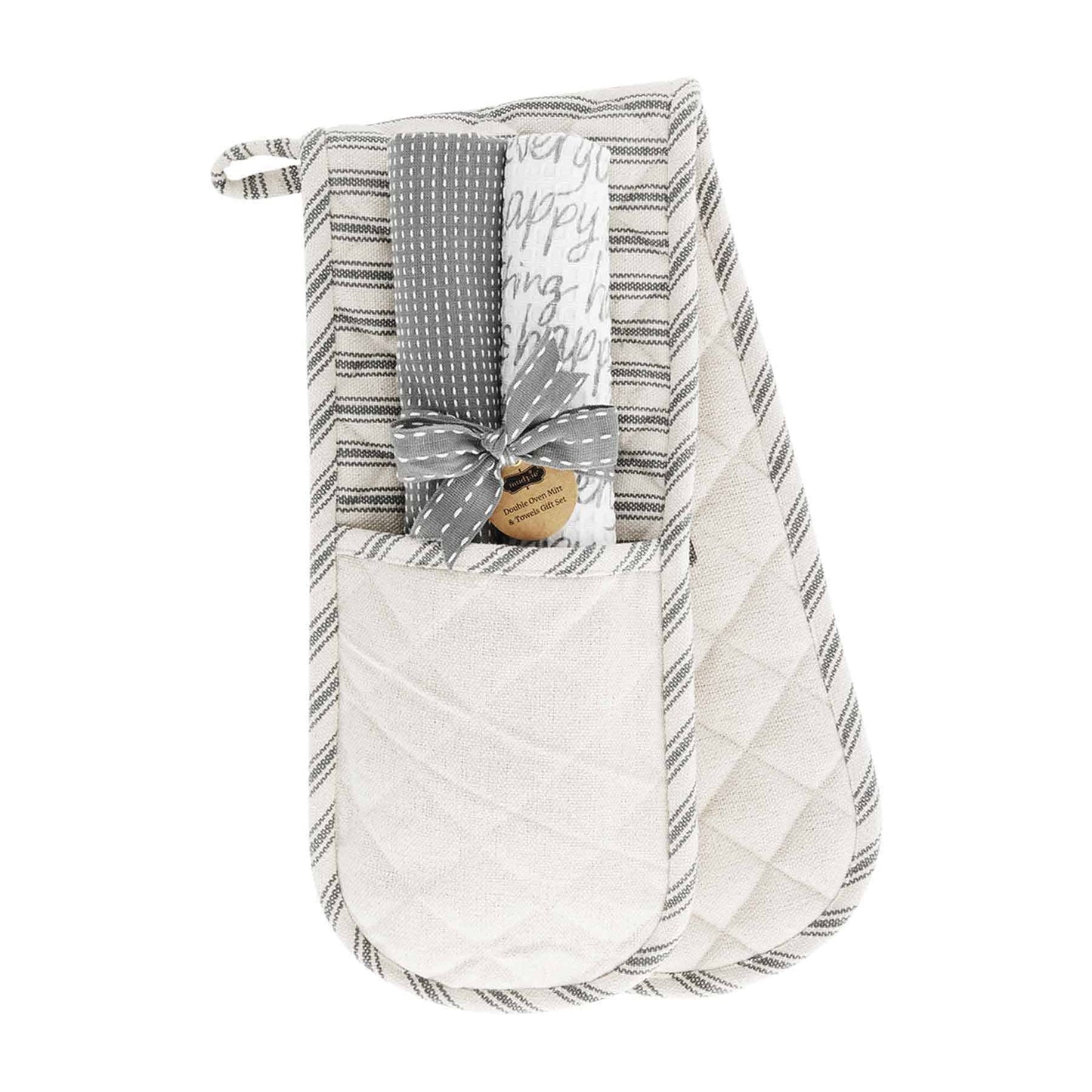 Mudpie Happy Double Oven Mitt Set