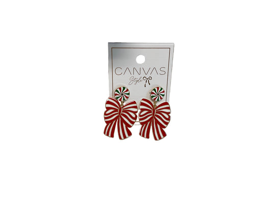 Canvas Style Bow Earrings