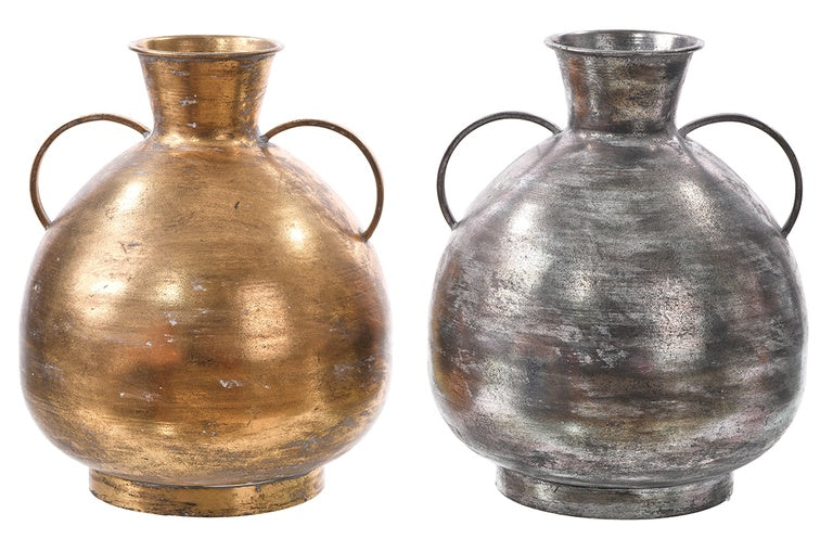 Mtl Gold or Silver Handled Vase