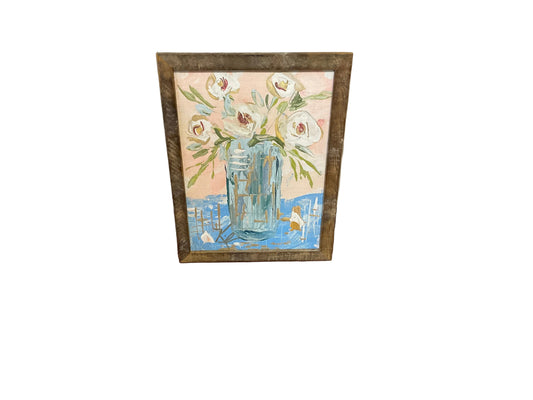 Southern Cotton Mill Pink & Blue Floral Framed Art