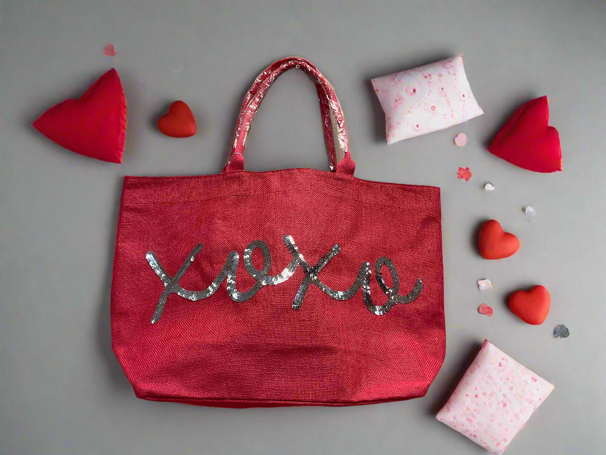 Mud Pie  Red Valentine's Sparkle Totes