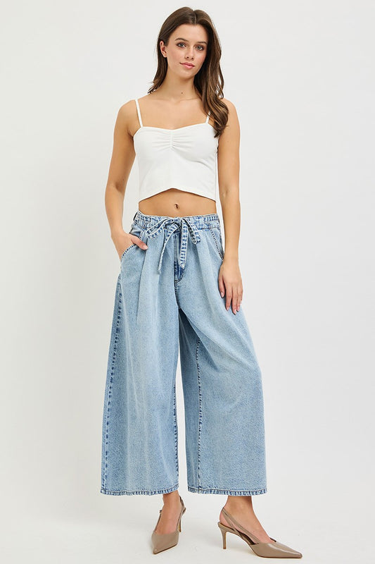 RISEN SLOUCHY CROPPED WIDE LEG JEANS