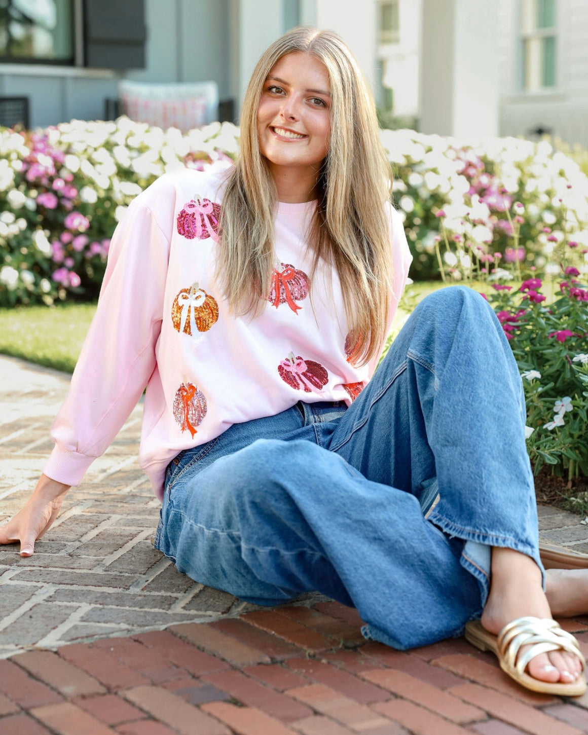 Mary Square Sweatshirt Sarah Pumpkin Bows