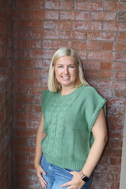 Umgee Cable Knit Sleeveless Sweater Vest