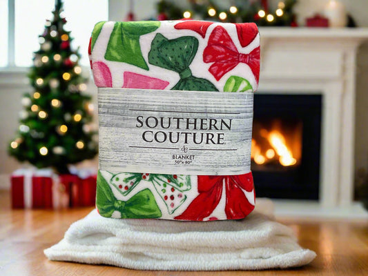 Southern Couture Christmas Bows Throw Blanket