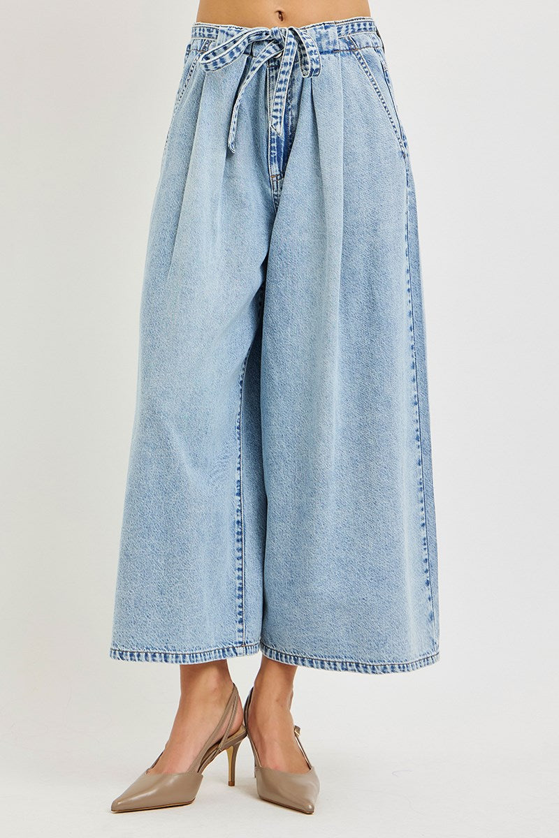 RISEN SLOUCHY CROPPED WIDE LEG JEANS