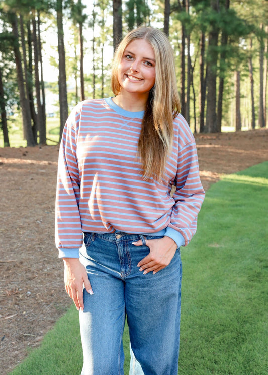 Jodifl V-notched Neck Stripe Top