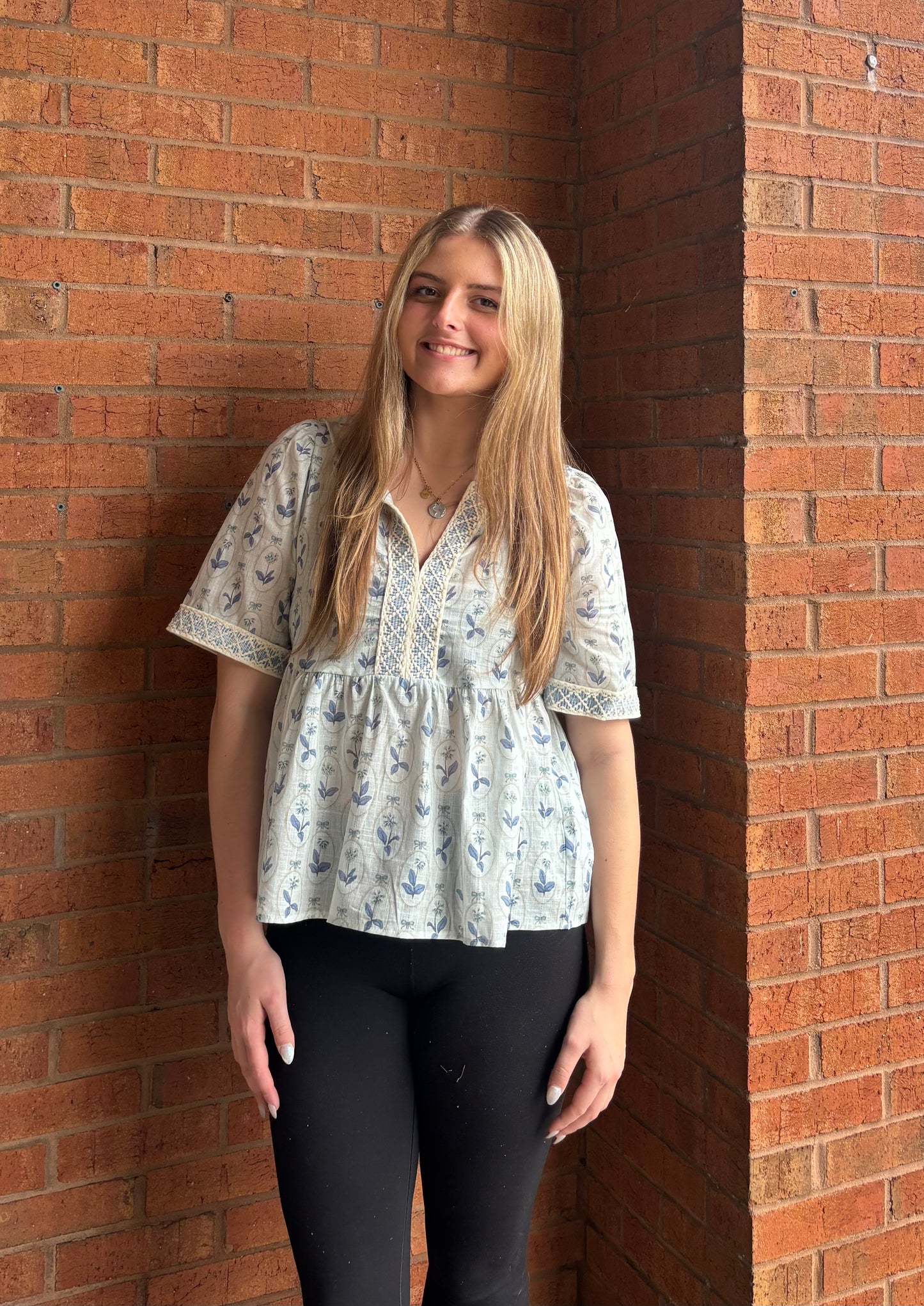 She + Sky Mint Blue Babydoll Top