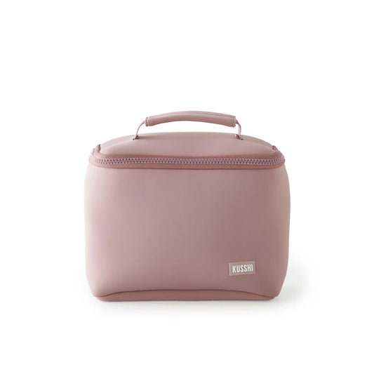 Kusshi Neoprene Neutral Collection- Small Train Case-Mauve with Stone Interior