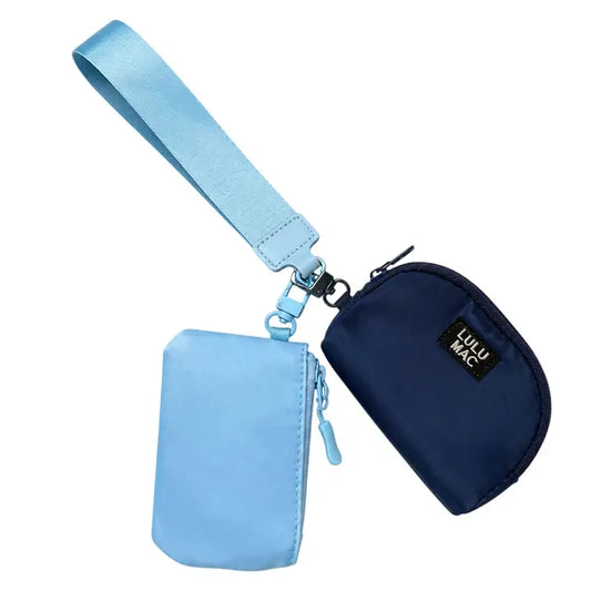 Lulu Mac- Light Blue/Navy Lulu Mac Double Pouch Wristlets