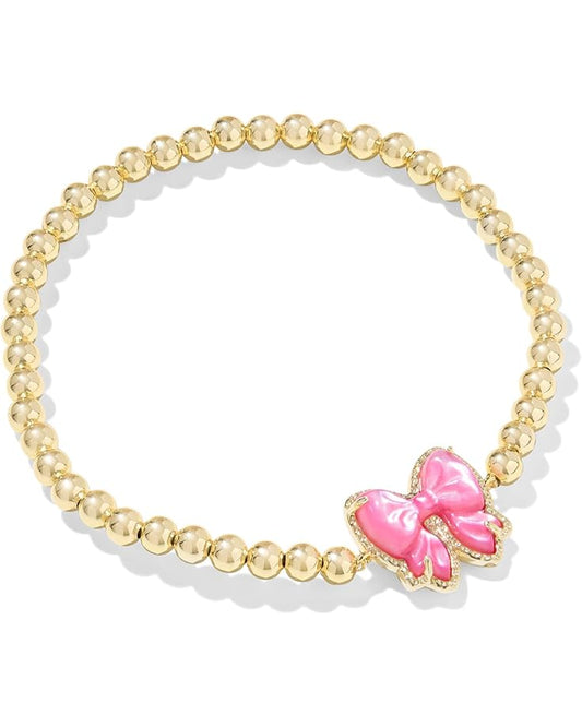 KENDRA SCOTT HALEY BOW STRETCH BRACELET GOLD ROSE VIOLET MOTHER OF PEARL