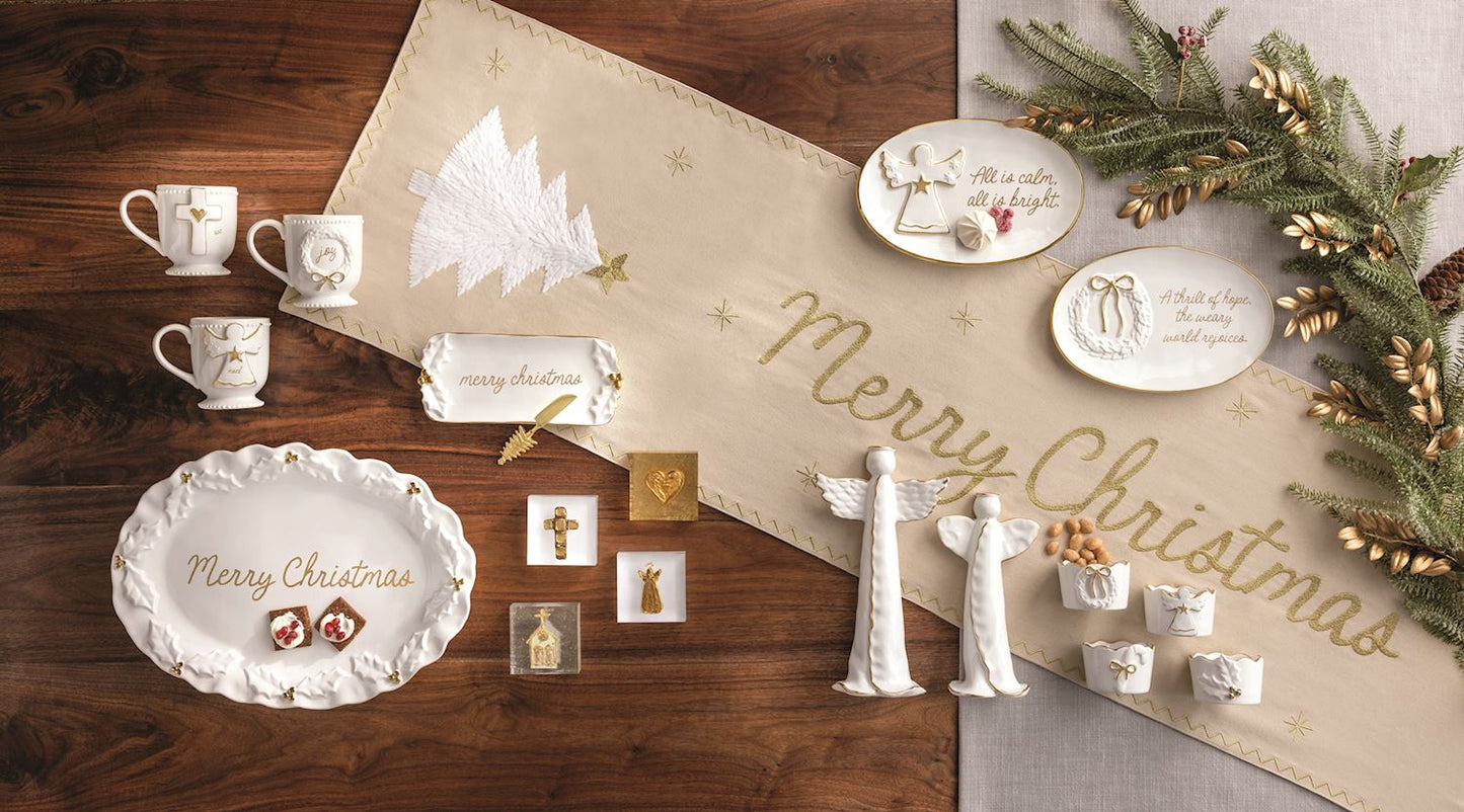 MUD PIE GOLD HOLLY BUTTER DISH SET