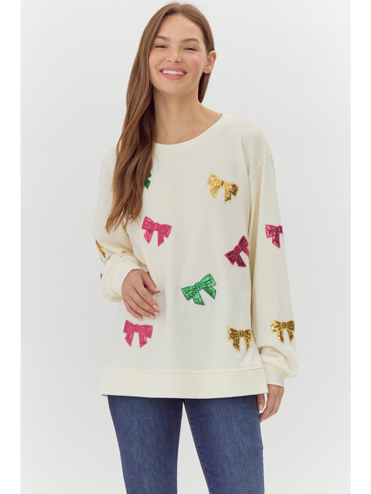 Jodifl Ribbon sequins patch sweatshirts top