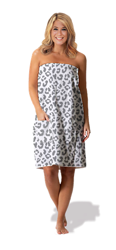 Southern Couture Towel Wrap-Gray Leopard