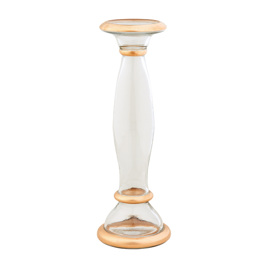 MUD PIE LARGE GOLD GLASS CANDLESTICK