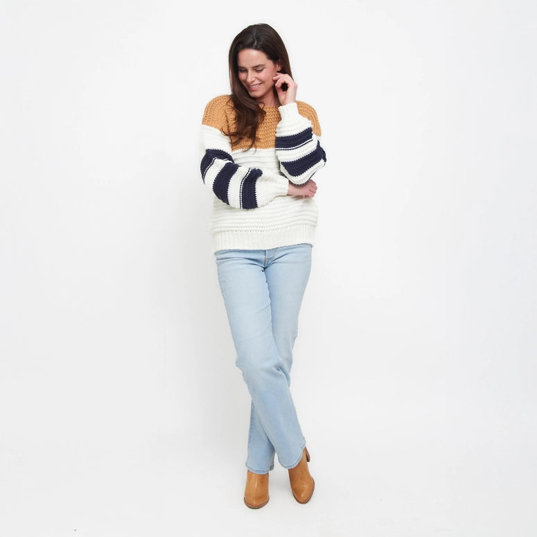 Elsie & Zoey Kennedy Color Block Chunky Drop Shoulder Sweater