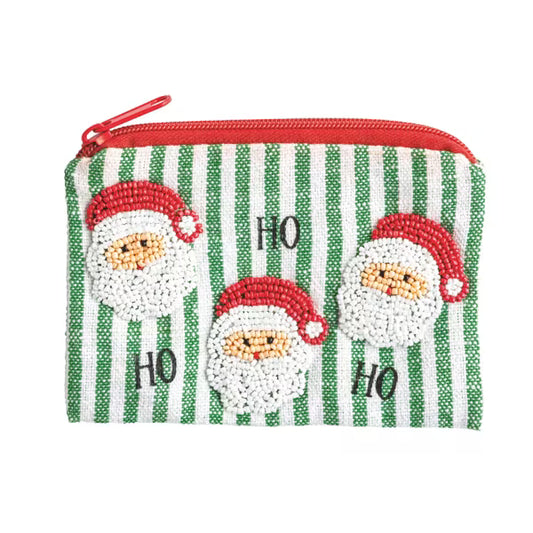 MUD PIE SANTA BEADED POUCH