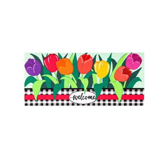 Evergreen Enterprises Welcome Spring Tulips Sassafras Switch Mat