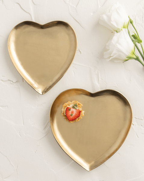 MUD PIE BRASS HEART TIDBIT TRAYS