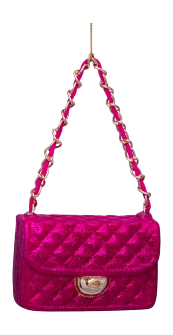 Christmas bauble Vondels Ornament Glass Raspberry Allover Glitter Fashion Bag 5.5 cm